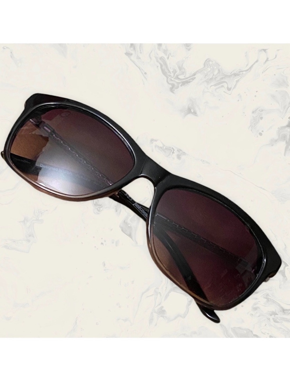 Just Cavalli JC629S Sunglasses Black/ Crystal / Gradient Smoke Gold Color